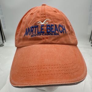 Myrtle Beach South Carolina Baseball Cap Orange Hat With Blue Logo